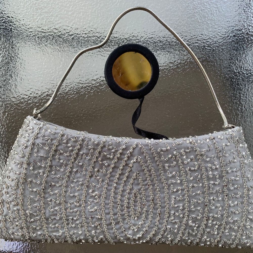 Valerie Stevens Vintage Silver Beaded Evening Bag